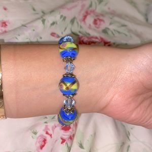 blue and green bead antique bracelet